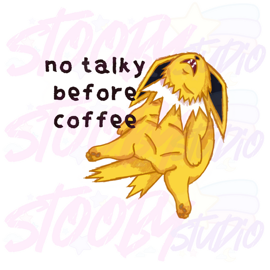 No Talky Before Coffee Sticker - Jolteon