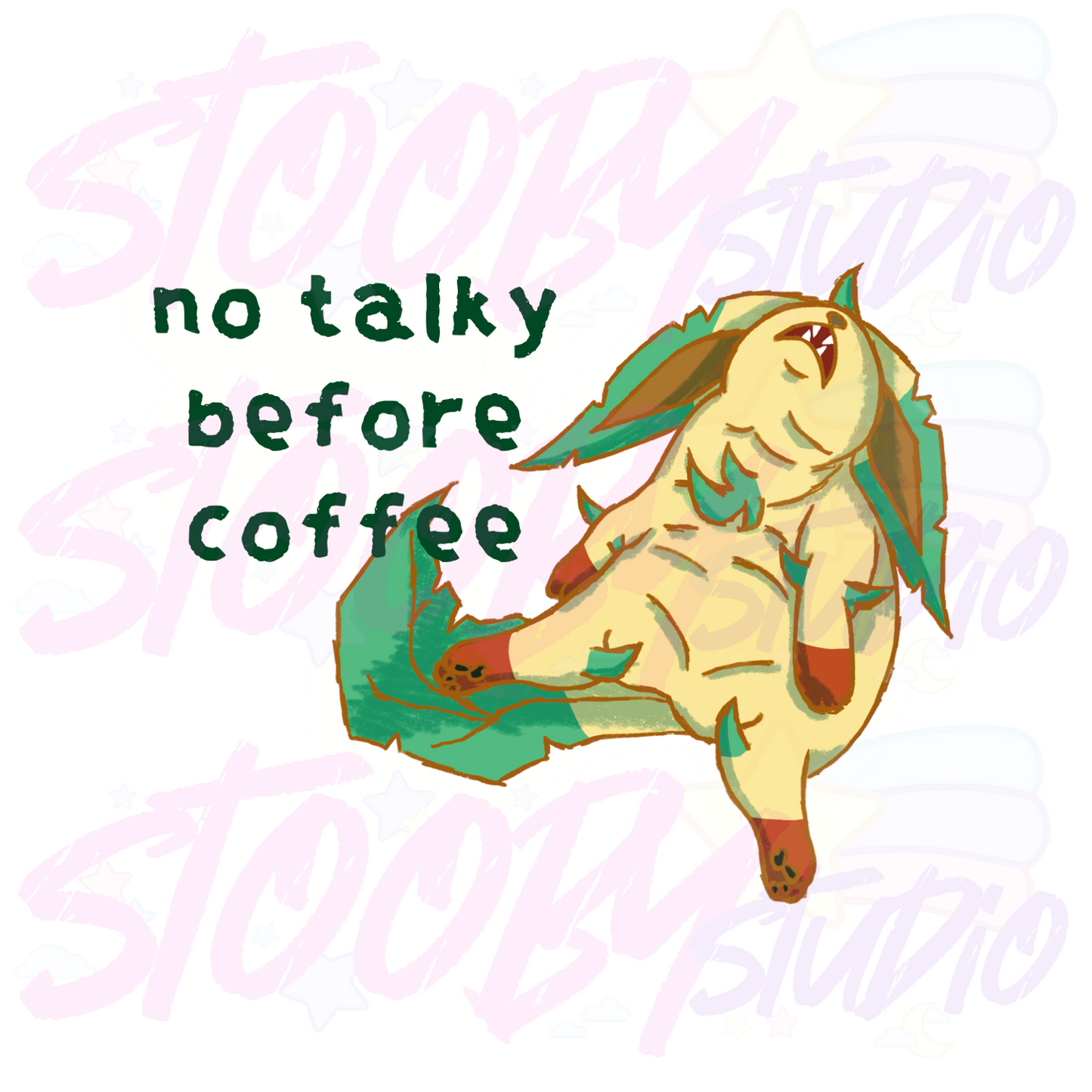 No Talky Before Coffee Sticker - Leafeon